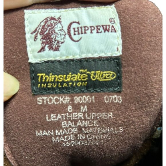 Chippewa Brown Leather Lace Up Vibram Sole Work Boot Shoes Mens Size 8 M Casual - Picture 6 of 16